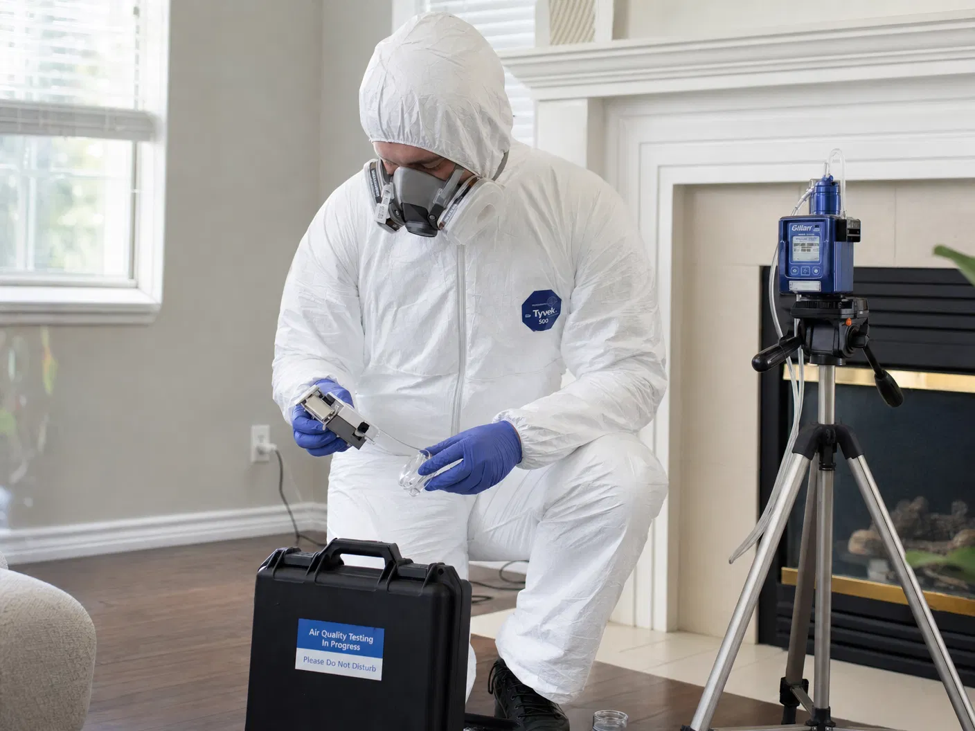 Wright Restorations air quality testing technician in Toronto home