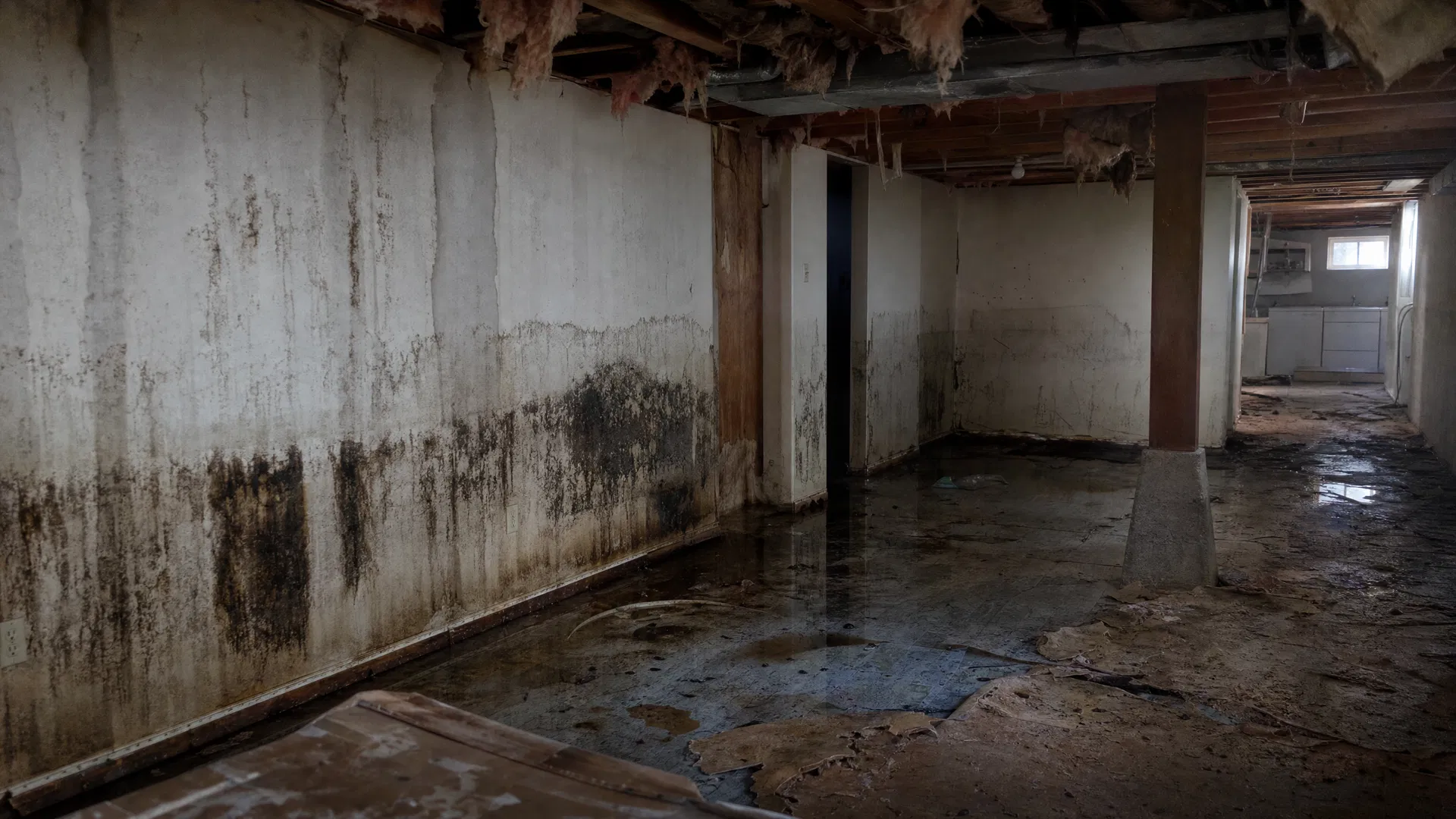 Water damage basement restoration - before