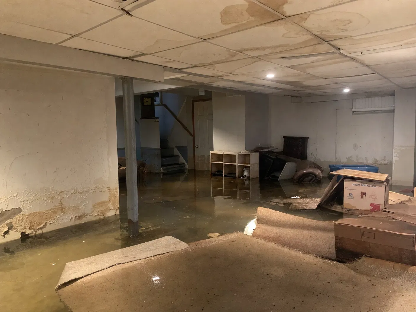 Water damage restoration before and after - before