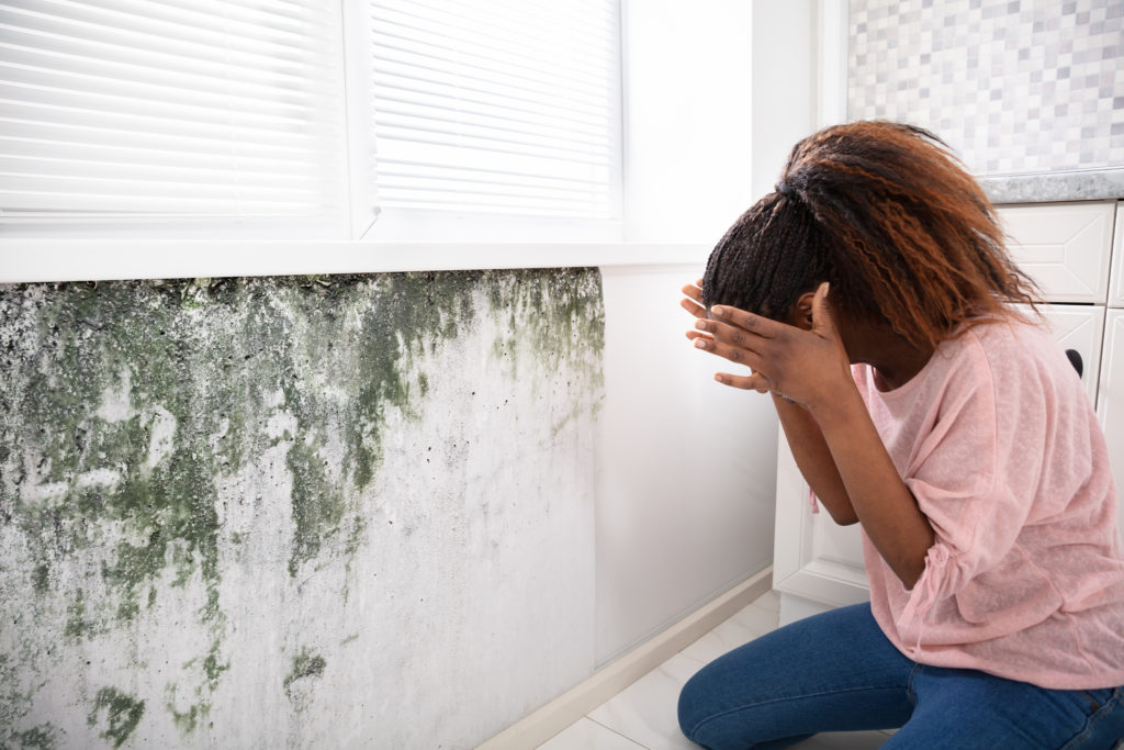 This is an example of a customer finding mold on a wall in her bathroom.